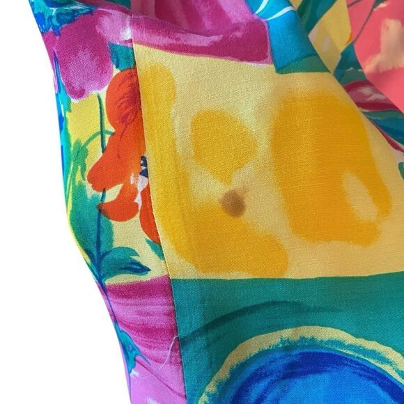 Bindi Sz L Vintage Hawaiian Vibrant Yellow Fish Print Sleeveless Tank Dress - Picture 5 of 8